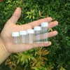 Mini Glass Bottles With Plastic Screw White Cap Transparent Vials Bottle 5ml 6ml 7ml 10ml 14ml Jars 100pcsgood qty