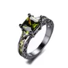 Bagues Vintage en pierre rectangulaire en Zircon noir pour femmes, bague en cristal, bijoux de mariage, Bands2943242