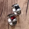 Cluster Ringe Mprainbow Vintage Herren Edelstahl Rot Großer Kristall Drachenklaue Kreuz Ring Band Gothic Biker Ritter Punk Schmuck 2021