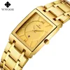 Luxury Gold Men Watches 2021 WWOOR Top Brand Fashion Square Quartz Watch Stainless Steel Waterproof Wrist Drop Wristwatches