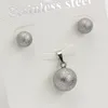 Gold silver Ball Round stainless steel Wedding Jewelry Set Women Party Pendant Necklace Earrings Sets