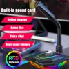 USB 사운드 카드 RGB 마이크로폰 컴퓨터 스피커 헤드셋 잭 프리 드라이브 노이즈 감소 360 ° 회전 HD 수신기