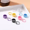 Fashion Colorful Metal Spray Paint Heart Open Ring Set For Women Candy Color Hand Painted Knuckles Ring Jewelry