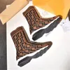 Womens Luxury Designer Boots Wool Knit Letter Slip On Knight Boots Autumn Winter Women Fashion Shoes