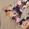 Zestawy odzieżowe Toddler Baby Girls Spadek Ubrania Bez Rękawów Ruffle Tee Top + Floral Bell-Bottom Spodnie 2 sztuk Setfits