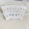 Colorful Zircon Ear Studs Round Crystal Earrings 18K gold Cover Brass Cute Jewelry for Girls