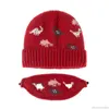 3 pcs bebê quente inverno chapéu lenço rosto máscara conjunto de malha dinossauro jacquard beanie beanie boca capa kit o21 21 dropship