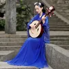 Blaue Damen Hanfu Performance Bühnenkleidung Chinesisches Kleid Cosplay Fee Elegant Antiker Stil Weibliches Kleid Klassisches Volkstanzkostüm