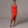 Néon Orange Midi Jupe Femmes Sexy Moulante Jupe Plissée Cordon Irrégulier À Lacets Jupes Femme Robes De Mode Streetwear 210625