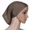 Elastyczna Moda Bawełniana Underscarf Turban Kapelusz Solidny Kolor Kobiety Headscarf Bonnet Wewnętrzny Hidżabów Czapka Muzułmańska Hidżab Femme Wrap Head