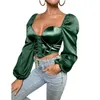 Women's Blouses & Shirts Women Crop Tops Long Sleeve Sweetheart Neck Hook And Eye Ladies For Casual Party