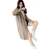 Pull d'hiver femmes long épais mode gris noir chameau à capuche manches lâches chic tricoté feminina LR361 210531