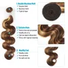 Mettez en surbrillance les cheveux raides brésiliens 3 faisceaux avec fermetures Partie libre P4 / 27 Couleur Full Soft Dyeable