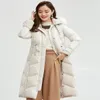 冬のウエスト - 軽減時代と長い防風女性のコートホワイトのエイダーダウンジャケット