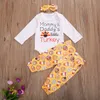 0-18M My 1st Thanksgiving Day Baby Vêtements Set Né Infant Boy Girl Tenues Lettre Romper Cartoon Turquie Pantalon 210515