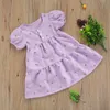 2-7Y Summer Kid Gir Flower Dress Toddler Child Purple A line Dresses Children Costumes Clothing 210515