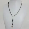 Sjto-55 moda hristiyan çapraz kolye kolye tespih inanç siyah boncuklar boncuk zincir takı aksesuarları bayanlar hediye chokers
