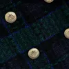 SheBlingBling Za Damen Zweiteilige Blazer Anzüge Plaid Kurze Jacken Set Weibliche Mäntel Vintage Slim Outwear Crop Top Arbeitskleidung 211019
