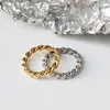 Cluster Rings Tarnish Free Gold Silver Color Bold Twisted Rope Chain Stainless Steel For Women Minimalist Ladies Jewelry Ring