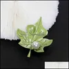 Pins, Brooches Jewelry Factory Outlet Brooch Korean Fashion Pearl Flower Female Alloy Green Plant Clothing Pin Silk Scarf Thread Dua Drop De