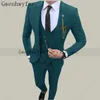 Gwenhwyfar Mode Turquoises Marié Tuxedos Un Bouton Hommes Costumes Marié Dîner De Mariage Meilleur Homme Costumes (Veste + Pantalon + Gilet) X0909