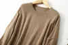 Women's 85% Silk 15% Cashmere Crew Neck Long Loose Type Pullover Top Sweater Dress LY001 Y1110