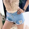 Kadınlar Yaz Seksi Fermuarı Arka Yüksek Bel Denim Şort püskül yırtık delikler Jean kısa mini taille haute 210809