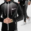 2021 nya män sätter hoodies + byxa 2PC skarv dragkedja märke kläder mode utomhus jogger sport kostym sportkläder för mäns träning g1217