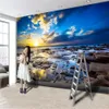 3d wallcovering tapet vacker solnedgång glöd vid havet landskap vardagsrum sovrum hem dekor målning väggmålning bakgrundsbilder