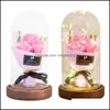 Forniture per feste festive Giardino domestico Eternal Soap Rose Led Light Bouquet di fiori Cupola di vetro Matrimonio Artificiale Festa della mamma Regalo per le donne Decor