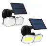 78SMD / 130COB Applique Murale Solaire Étanche Double Tête Extérieure Lampe De Sécurité De Jardin - 78LED