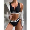 Hoge taille bikini sexy badmode vrouwen bandeau badpak push-up badpakken zomer strand slijtage zwemmen pak set 210625