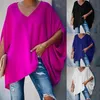 Women's T Shirts Women's T-Shirt Women Long Sleeve Tee V-Neck Batwing Ladies Oversized Jumper Pullover Tops Solid Color Style Plus Size