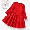 Bebek Kız Elbiseler Noel Kostüm Uzun Kollu Örgü Güz Kış Kazak Prenses Elbise Çocuklar 2 3 4 5 6 Yıl Çocuk Giysileri Q0716