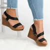 Damesschoenen Open Toe Casual Platform Wedge Sandalen Kurk Elastische Band Zomer A227