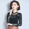 Automne hiver Blusas Mujer De Moda dentelle épissage mince maille femmes chemise col roulé femmes Blouses hauts grande taille 6467 50 210527