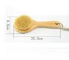 50 stks Herhaar Natuurlijke Houten Handvat Body Exfoliating Bath Doucheborstel Huidborstels Lange Handed SN5441