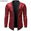 Glitter Mens Black Jacket Shiny Sequin Mens Jacket Costume de scène Hommes Party Discothèque Dj Dance Singer Show Hommes Vestes Masculino 210524