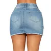 Lacing Stretch Denim Skirt High Waist Ripped Bodycon Mini Jean Skirts For Women@88 Women's Shorts