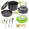 1 ensemble de casseroles et poêles d'extérieur, ustensiles de cuisine de Camping, batterie de cuisine de pique-nique, vaisselle antiadhésive avec cuillère pliante, couteau, planche à découper