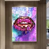 Pintura de labios dorados, impresiones en lienzo, Boca de mujer Sexy, Cuadros de pared para sala de estar, decoración moderna para el hogar, labios negros plateados, Cuadros8098333