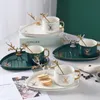 European Light Luxury Ceramic Office Coffee z spodeczką i zestawem łyżką porcelany śniadanie mleka kubek para herbaty filiżanki drinkware