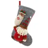 Stickad ull Stor Strumpor Santa Claus Snowman Hjort Julstrumpor Presentväska Eldstadsdekorationer CO25 MOK1