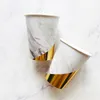 Disposable Dinnerware Hexagon Marble Plate Tableware Set Paper Cup Towel Birthday Party Banquet