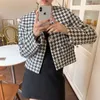 HMA Femmes Corée Chic Vestes De Mode Dames Pied De Poule Femelle Automne Plaid Manteau Filles 211014