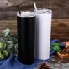 US STOCK !DIY 20OZ sublimation tumblers stainless steel slim tumbler straight tumblers vacuum insulated travel mugs Outdoor Cups