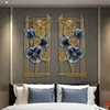 Wallpapers de metal decoração criativa ginkgo biloba dois moda chinês parede pingente sala de estar fundo
