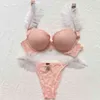 NXY sexy setBrand Design Sexy Lace Lingerie Set Push Up Bra And Panty 2 piece Brief Letter Rhinestone Comfort Underwear Pink 1127