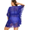 OLOMM New 6 summer Plus size women s clothing Sun protection clothing Beach swimsuit cover up Sexy V neck perspective 210319