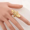 Роскошное широкое кольцо 9 K Solid Fine Thai Baht G / F Gold Bling Finger Кольца Регулируемые Женщины Большой Большой Круглый Панк Ювелирные Изделия